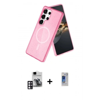 MARSİLYAN™- Galaxy S24 Ultra Kılıf Nova Asil Prime - Siyah Durable Full Glue Curved Hayalet Cam + PVD Metal Kamera Lens - PE