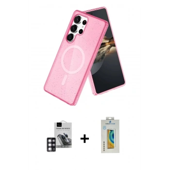 MARSİLYAN™- Galaxy S24 Ultra Kılıf Nova Asil Prime - Siyah Polymer Nano Ekran Koruyucu + PVD Metal Kamera Lens - PE