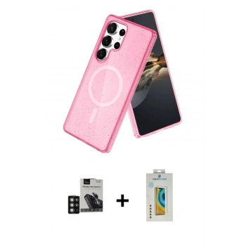 MARSİLYAN™- Galaxy S24 Ultra Kılıf Nova Asil Prime - Siyah Polymer Nano Ekran Koruyucu + PVD Metal Kamera Lens - DNMR