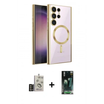 MARSİLYAN™- Galaxy S24 Ultra Kılıf Nova Işık Özel Seri - Siyah 360 Mat Full Body Arka Koruyucu + Bilvis Titan Kamera Lens - GD