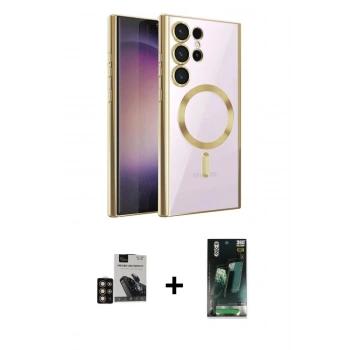MARSİLYAN™- Galaxy S24 Ultra Kılıf Nova Işık Özel Seri - Siyah 360 Mat Full Body Arka Koruyucu + PVD Metal Kamera Lens - GD