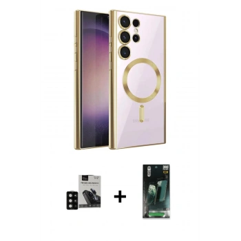 MARSİLYAN™- Galaxy S24 Ultra Kılıf Nova Işık Özel Seri - Siyah 360 Mat Full Body Arka Koruyucu + PVD Metal Kamera Lens - SH
