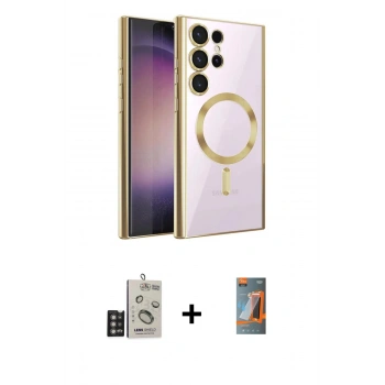 MARSİLYAN™- Galaxy S24 Ultra Kılıf Nova Işık Özel Seri - Siyah AutoKit 5in1 Fiber Hayalet Polymer Nano Ekran Koruyucu + Bilvis Titan Kamera Lens - DNMR