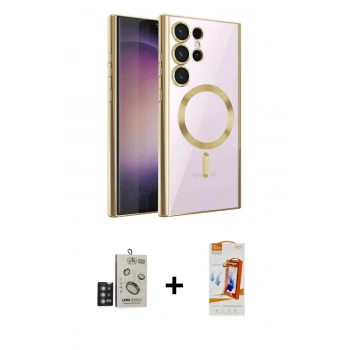 MARSİLYAN™- Galaxy S24 Ultra Kılıf Nova Işık Özel Seri - Siyah AutoKit 5in1 Fiber Polymer Nano Ekran Koruyucu + Bilvis Titan Kamera Lens - DNMR