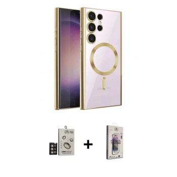 MARSİLYAN™- Galaxy S24 Ultra Kılıf Nova Işık Özel Seri - Siyah Bilvis 3D Cam Ekran Koruyucu + Bilvis Titan Kamera Lens - DNMR