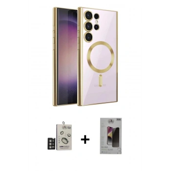 MARSİLYAN™- Galaxy S24 Ultra Kılıf Nova Işık Özel Seri - Siyah Bilvis Hayalet Cam Ekran Koruyucu + Bilvis Titan Kamera Lens - DNMR