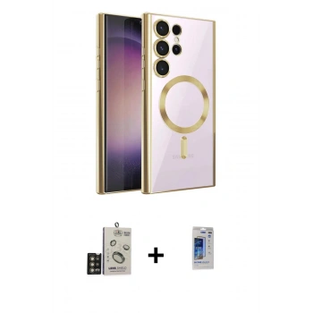 MARSİLYAN™- Galaxy S24 Ultra Kılıf Nova Işık Özel Seri - Siyah Durable Full Glue Curved Hayalet Cam + Bilvis Titan Kamera Lens - GD