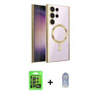 MARSİLYAN™- Galaxy S24 Ultra Kılıf Nova Işık Özel Seri - Siyah Joko Magic 5D Cam + Raze Metal Kamera Lens - SH