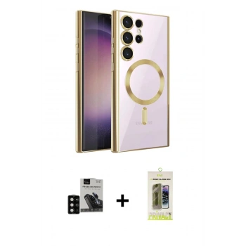 MARSİLYAN™- Galaxy S24 Ultra Kılıf Nova Işık Özel Seri - Siyah Joko Magic 5D Hayalet Cam + PVD Metal Kamera Lens - SH
