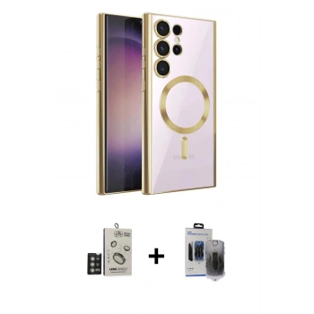 MARSİLYAN™- Galaxy S24 Ultra Kılıf Nova Işık Özel Seri - Siyah Vanessa Magic Hayalet Cam + Bilvis Titan Kamera Lens - DNMR