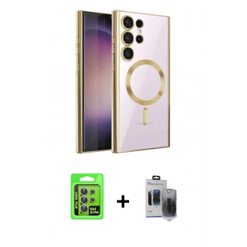 MARSİLYAN™- Galaxy S24 Ultra Kılıf Nova Işık Özel Seri - Siyah Vanessa Magic Hayalet Cam + Raze Metal Kamera Lens - MR