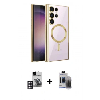 MARSİLYAN™- Galaxy S24 Ultra Kılıf Nova Işık Özel Seri - Siyah Vanessa Magic Hayalet Cam + PVD Metal Kamera Lens - PE