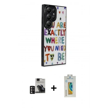 MARSİLYAN™- Galaxy S24 Ultra Kılıf Odak Klasik Serisi - Siyah Polymer Nano Ekran Koruyucu + PVD Metal Kamera Lens - DNMR