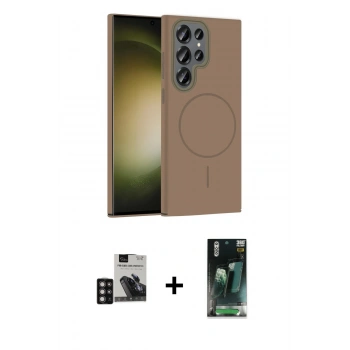MARSİLYAN™- Galaxy S24 Ultra Kılıf Siluet Doku Özel Seri - Şeffaf 360 Full Body Arka Koruyucu + PVD Metal Kamera Lens - DNMR