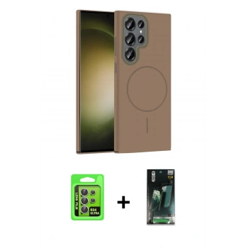 MARSİLYAN™- Galaxy S24 Ultra Kılıf Siluet Doku Özel Seri - Şeffaf 360 Full Body Arka Koruyucu + Raze Metal Kamera Lens - MR