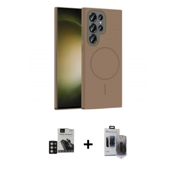 MARSİLYAN™- Galaxy S24 Ultra Kılıf Siluet Doku Özel Seri - Siyah Vanessa Magic Hayalet Cam + PVD Metal Kamera Lens - DNMR