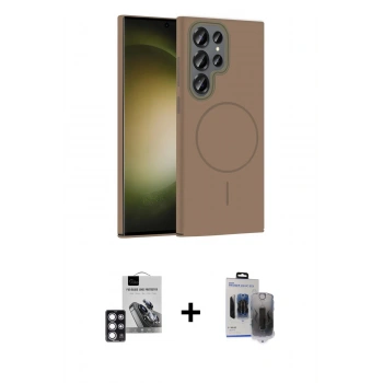 MARSİLYAN™- Galaxy S24 Ultra Kılıf Siluet Doku Özel Seri - Siyah Vanessa Magic Hayalet Cam + PVD Metal Kamera Lens - PE
