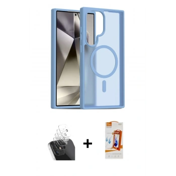 MARSİLYAN™- Galaxy S24 Ultra Kılıf Siluet Minimal Prime - Siyah AutoKit 5in1 Fiber Polymer Nano Ekran Koruyucu + Kamera Lens Koruma Cam - SF