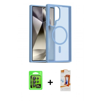 MARSİLYAN™- Galaxy S24 Ultra Kılıf Siluet Minimal Prime - Siyah AutoKit 5in1 Fiber Polymer Nano Ekran Koruyucu + Raze Metal Kamera Lens - SH