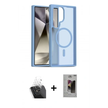 MARSİLYAN™- Galaxy S24 Ultra Kılıf Siluet Minimal Prime - Siyah Bilvis Hayalet Cam Ekran Koruyucu + Kamera Lens Koruma Cam - SF