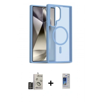 MARSİLYAN™- Galaxy S24 Ultra Kılıf Siluet Minimal Prime - Siyah Durable Full Glue Curved Cam + Bilvis Titan Kamera Lens - DNMR