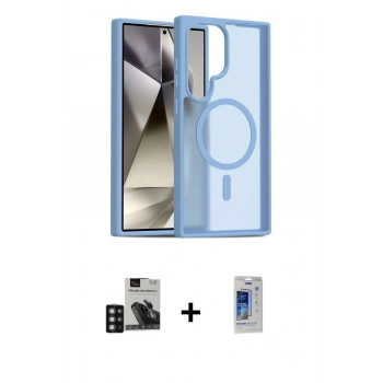 MARSİLYAN™- Galaxy S24 Ultra Kılıf Siluet Minimal Prime - Siyah Durable Full Glue Curved Cam + PVD Metal Kamera Lens - DNMR