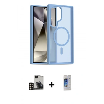 MARSİLYAN™- Galaxy S24 Ultra Kılıf Siluet Minimal Prime - Siyah Durable Full Glue Curved Cam + PVD Metal Kamera Lens - GD
