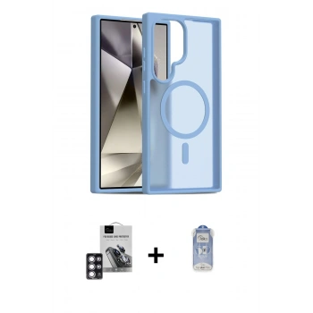 MARSİLYAN™- Galaxy S24 Ultra Kılıf Siluet Minimal Prime - Siyah Joko Magic 5D Cam + PVD Metal Kamera Lens - PE