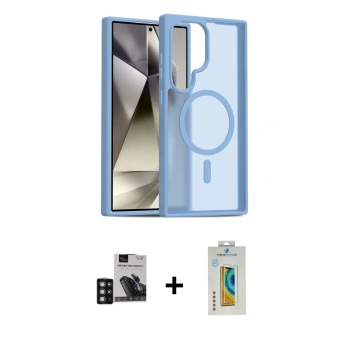 MARSİLYAN™- Galaxy S24 Ultra Kılıf Siluet Minimal Prime - Siyah Polymer Nano Ekran Koruyucu + PVD Metal Kamera Lens - DNMR
