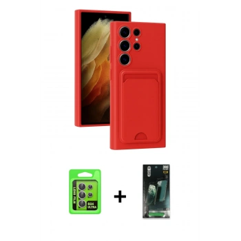 MARSİLYAN™- Galaxy S24 Ultra Kılıf Vadi Çizgi Prime - Siyah 360 Mat Full Body Arka Koruyucu + Raze Metal Kamera Lens - MR