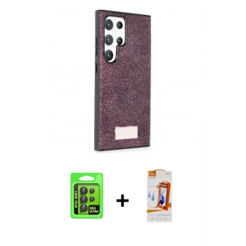 MARSİLYAN™- Galaxy S24 Ultra Kılıf Vadi Klasik Serisi - Siyah AutoKit 5in1 Fiber Polymer Nano Ekran Koruyucu + Raze Metal Kamera Lens - SH