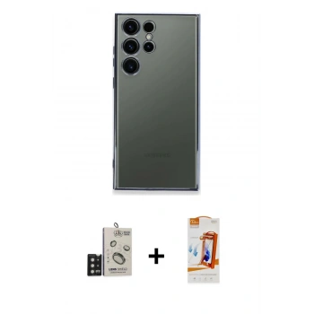 MARSİLYAN™- Galaxy S24 Ultra Kılıf Vadi Minimal - Siyah AutoKit 5in1 Fiber Polymer Nano Ekran Koruyucu + Bilvis Titan Kamera Lens - SH
