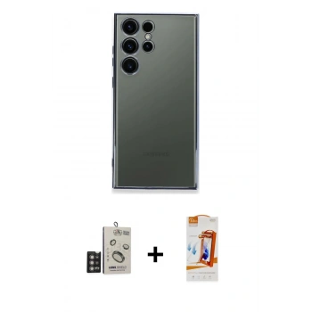 MARSİLYAN™- Galaxy S24 Ultra Kılıf Vadi Minimal - Siyah AutoKit 5in1 Fiber Polymer Nano Ekran Koruyucu + Bilvis Titan Kamera Lens - DNMR