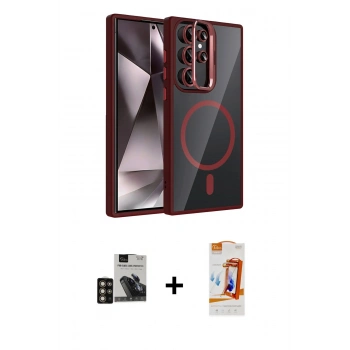 MARSİLYAN™- Galaxy S24 Ultra Kılıf Yadigar Asil Koleksiyonu - Siyah AutoKit 5in1 Fiber Polymer Nano Ekran Koruyucu + PVD Metal Kamera Lens - GD
