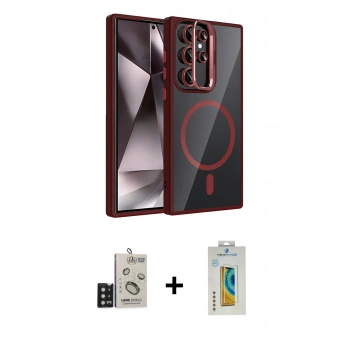 MARSİLYAN™- Galaxy S24 Ultra Kılıf Yadigar Asil Koleksiyonu - Siyah Polymer Nano Ekran Koruyucu + Bilvis Titan Kamera Lens - SH