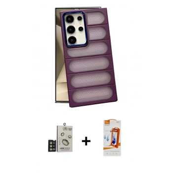 MARSİLYAN™- Galaxy S24 Ultra Kılıf Yadigar Doku Özel Seri - Siyah AutoKit 5in1 Fiber Polymer Nano Ekran Koruyucu + Bilvis Titan Kamera Lens - GD