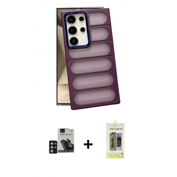 MARSİLYAN™- Galaxy S24 Ultra Kılıf Yadigar Doku Özel Seri - Siyah Joko Magic 5D Hayalet Cam + PVD Metal Kamera Lens - GD