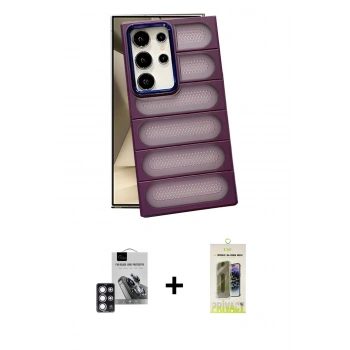 MARSİLYAN™- Galaxy S24 Ultra Kılıf Yadigar Doku Özel Seri - Siyah Joko Magic 5D Hayalet Cam + PVD Metal Kamera Lens - PE
