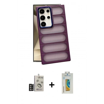 MARSİLYAN™- Galaxy S24 Ultra Kılıf Yadigar Doku Özel Seri - Siyah Polymer Nano Ekran Koruyucu + Bilvis Titan Kamera Lens - DNMR
