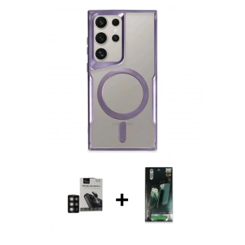 MARSİLYAN™- Galaxy S24 Ultra Kılıf Yadigar Klasik Özel Seri - Şeffaf 360 Full Body Arka Koruyucu + PVD Metal Kamera Lens - DNMR