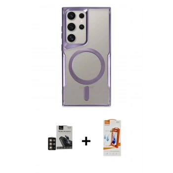 MARSİLYAN™- Galaxy S24 Ultra Kılıf Yadigar Klasik Özel Seri - Siyah AutoKit 5in1 Fiber Polymer Nano Ekran Koruyucu + PVD Metal Kamera Lens - GD