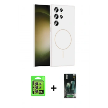 MARSİLYAN™- Galaxy S24 Ultra Kılıf Yankı Form Serisi - Şeffaf 360 Full Body Arka Koruyucu + Raze Metal Kamera Lens - SI