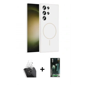 MARSİLYAN™- Galaxy S24 Ultra Kılıf Yankı Form Serisi - Siyah 360 Mat Full Body Arka Koruyucu + Kamera Lens Koruma Cam - SF