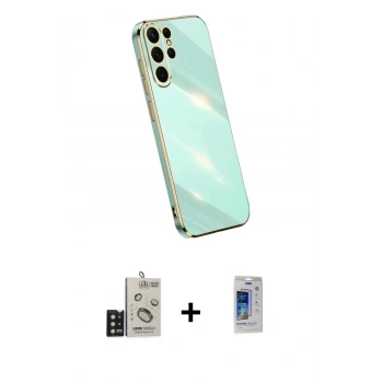 MARSİLYAN™- Galaxy S24 Ultra Kılıf Yankı Serisi - Siyah Durable Full Glue Curved Cam + Bilvis Titan Kamera Lens - SH