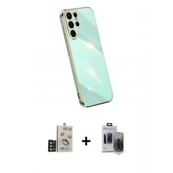 MARSİLYAN™- Galaxy S24 Ultra Kılıf Yankı Serisi - Siyah Vanessa Magic Hayalet Cam + Bilvis Titan Kamera Lens - GD