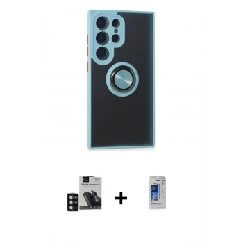 MARSİLYAN™- Galaxy S24 Ultra Kılıf Yörünge Çizgi - Siyah Durable Full Glue Curved Hayalet Cam + PVD Metal Kamera Lens - DNMR