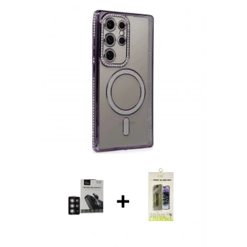 MARSİLYAN™- Galaxy S24 Ultra Kılıf Zirve Doku Prime - Siyah Joko Magic 5D Hayalet Cam + PVD Metal Kamera Lens - DNMR