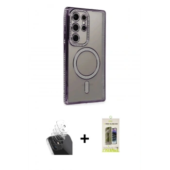 MARSİLYAN™- Galaxy S24 Ultra Kılıf Zirve Doku Prime - Siyah Joko Magic 5D Hayalet Cam + Kamera Lens Koruma Cam - SF