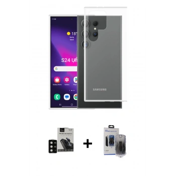 MARSİLYAN™- Galaxy S24 Ultra Kılıf Zirve Doku - Siyah Vanessa Magic Hayalet Cam + PVD Metal Kamera Lens - SH
