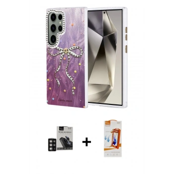 MARSİLYAN™- Galaxy S24 Ultra Kılıf Zirve Modern Prime - Siyah AutoKit 5in1 Fiber Polymer Nano Ekran Koruyucu + PVD Metal Kamera Lens - DNMR